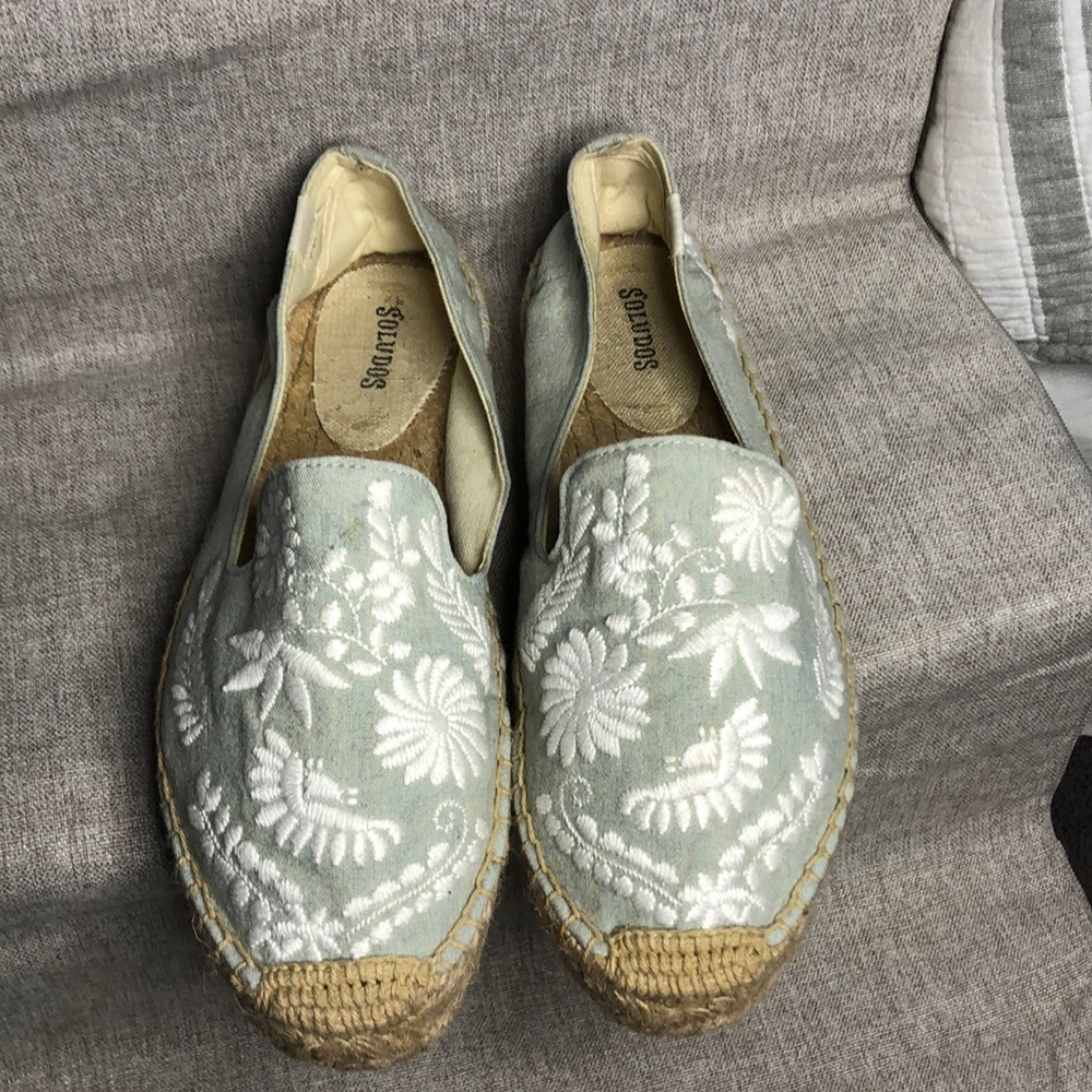 Soludos White embroidered espadrilles